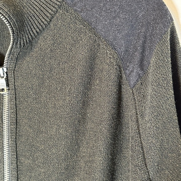 Banana Republic Dark Olive Green Wool Blend Zip Up Cardigan Sweater Sz Lg - Picture 4 of 11